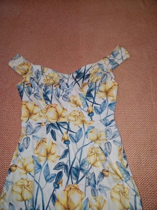 ASOS White & Yellow Floral Midi Dress