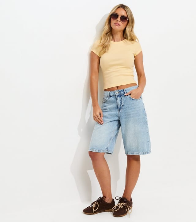 New Look Women's Petite Light Yellow Cotton Rich Ribbed Baby Tee New Look - 2