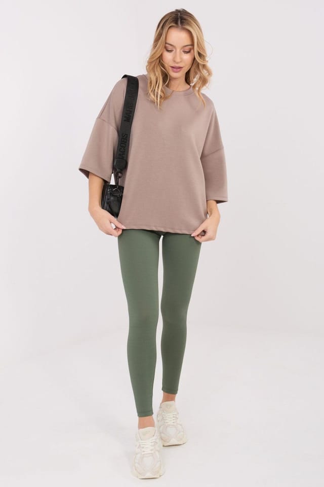 Love Lace Love Lace Women's Long High Waisted Ribbed Leggings in Green - 2