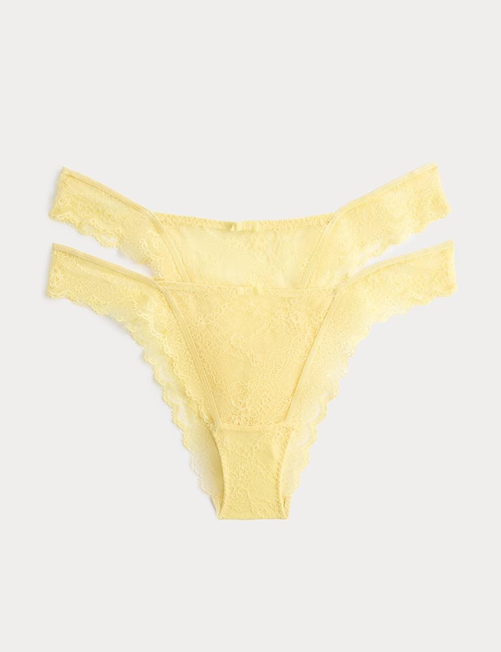 Marks & Spencer M&S 2 Pack Ida Lace Miami Knickers Pale Yellow