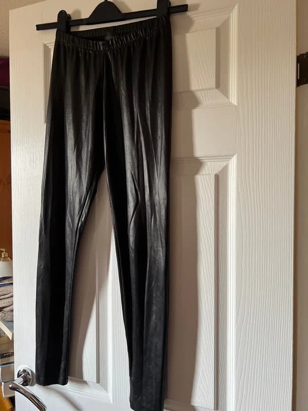 Topshop Black leather look leggings