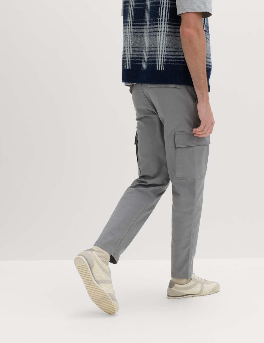 Marks & Spencer M&S Tapered Fit Stretch Cargo Trousers Ash Grey - 4