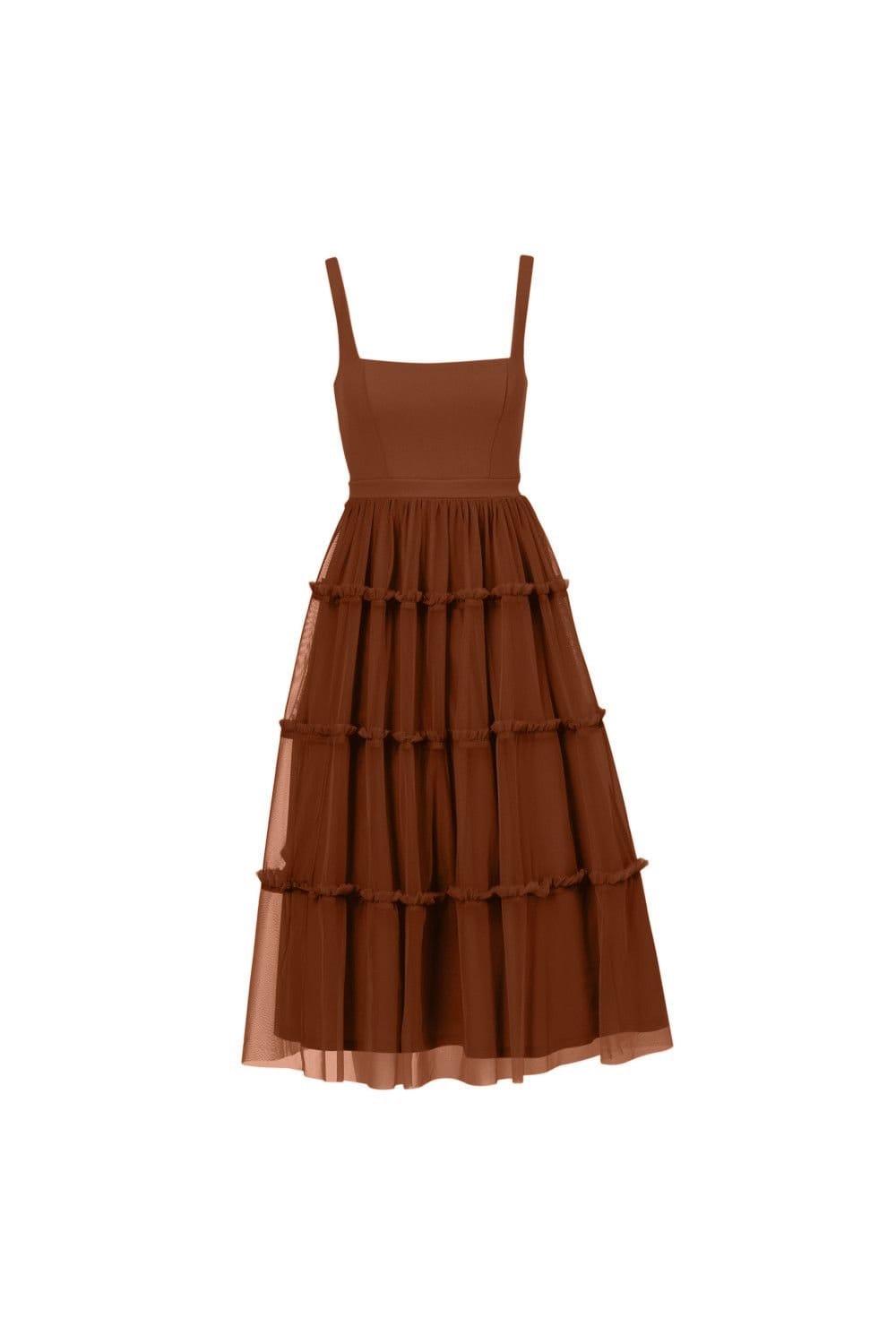Adrianna by Adrianna Papell Adrianna by Adrianna Papell Women's Knit & Mesh Midi Dress in Brown - 4