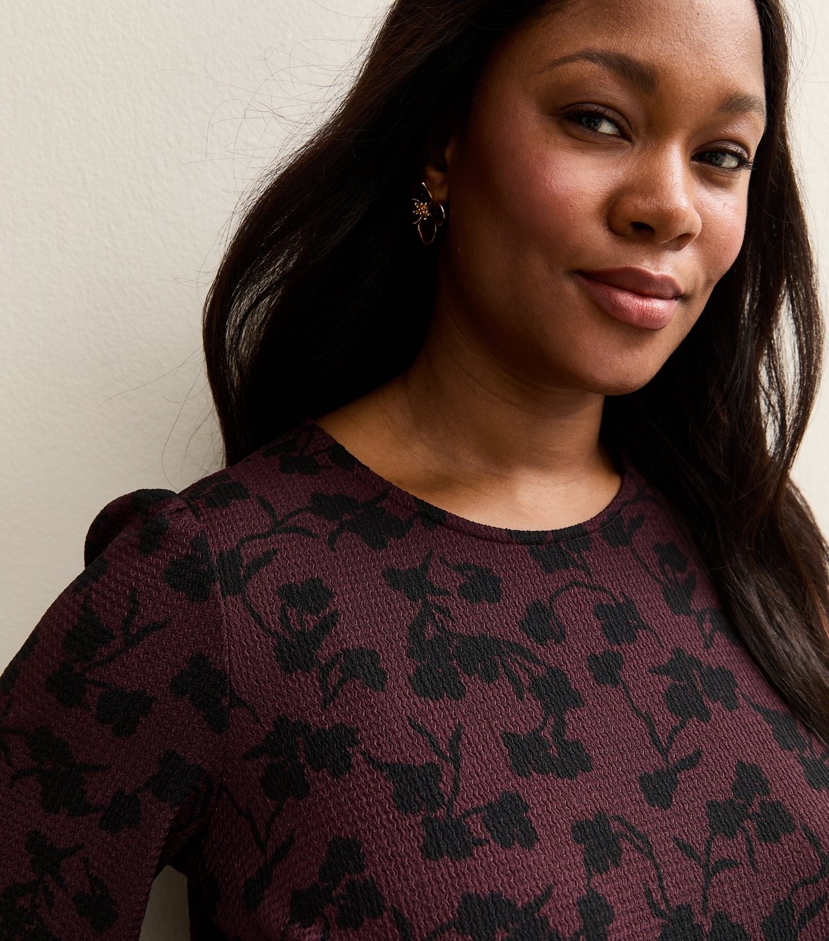 New Look Women's Plus Size Purple Pattern Tiered Smock Mini Dress Curves New Look - 2