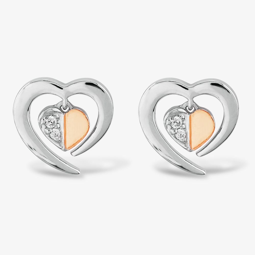 Rosa Lea Rosa Lea Women's Floating Heart Stud Earrings BJ-E3247CRG0.5 in Silver - 2