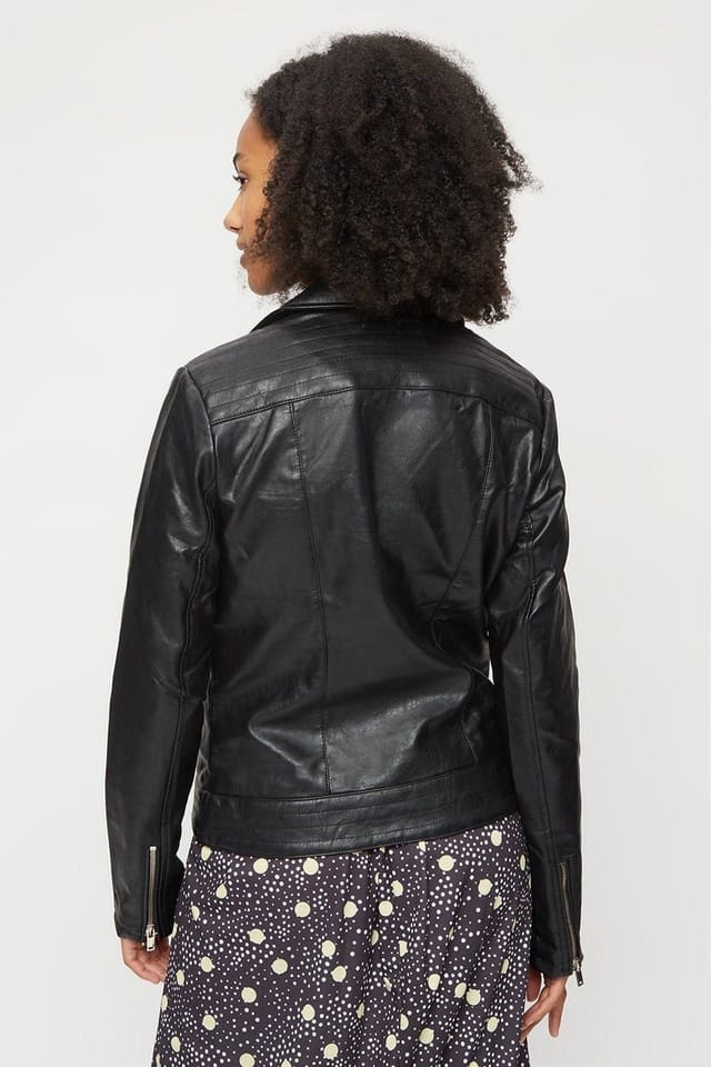 Dorothy Perkins Dorothy Perkins Women's Tall Faux Leather Biker in Black - 3