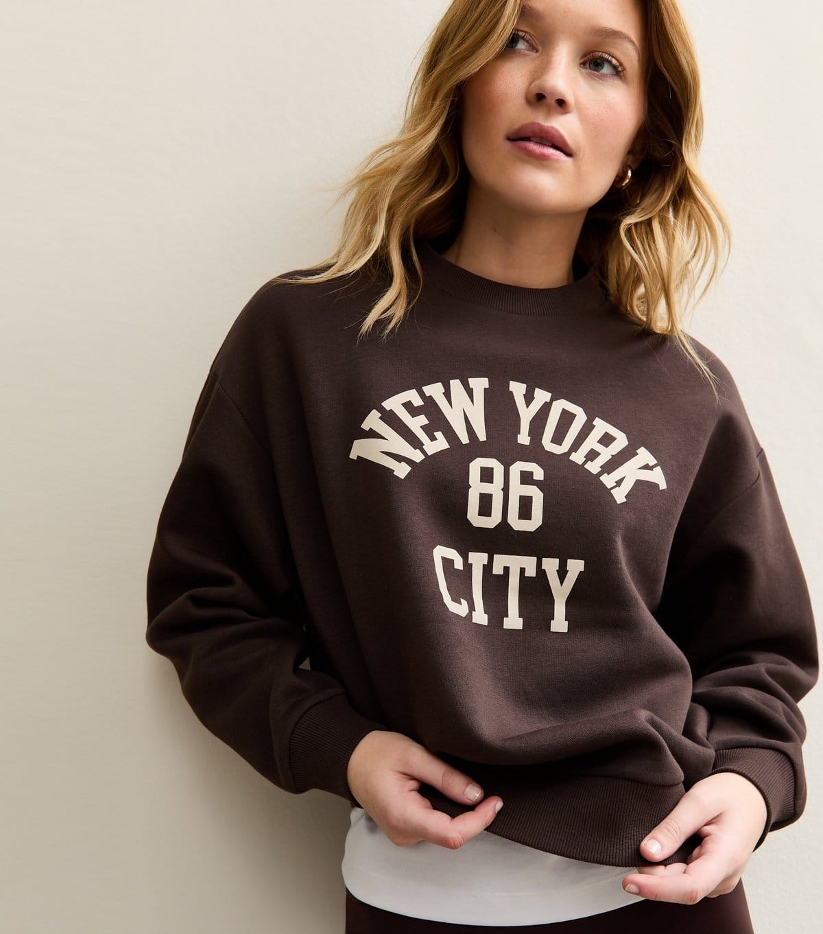 New Look Dark Brown Varsity Sweatshirt