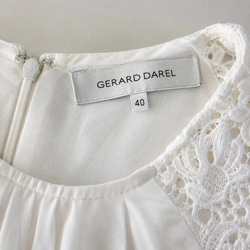 Gerard Darel Ivory Silk Lace Detail Dress UK 12 Never Worn