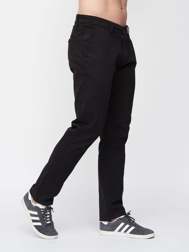 Duck&Cover Duck&Cover Moretor Men's Slim-Fit Lightweight Stretch Canvas Chinos with Secure Penny Pocket in Black - 2