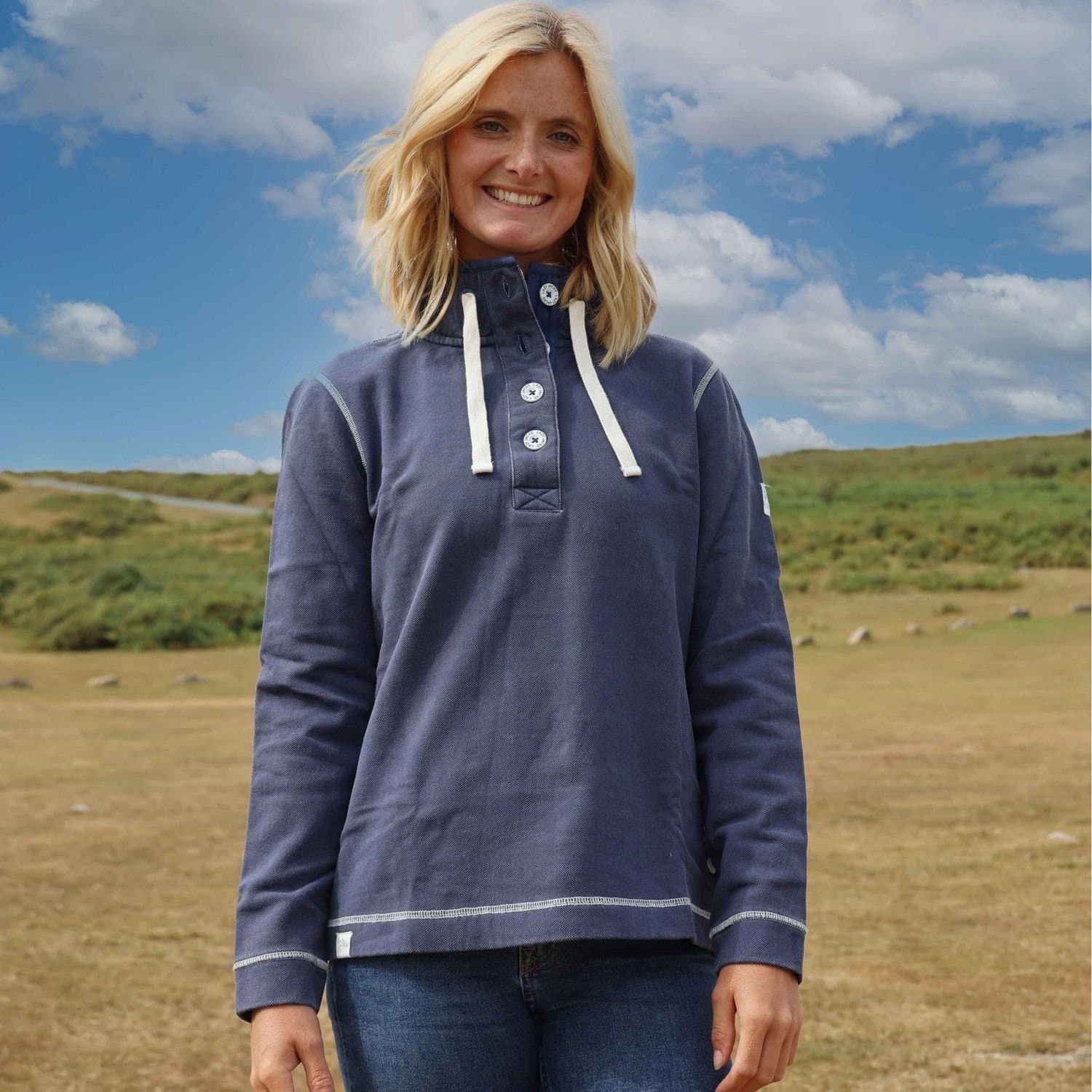 Lazy Jacks Lazy Jacks Dark Blue Pique Sweatshirt for Women