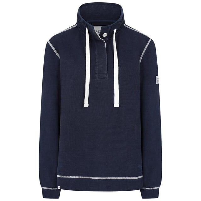Lazy Jacks Lazy Jacks Women's Pique Button Neck Sweatshirt in Dark Blue - 2