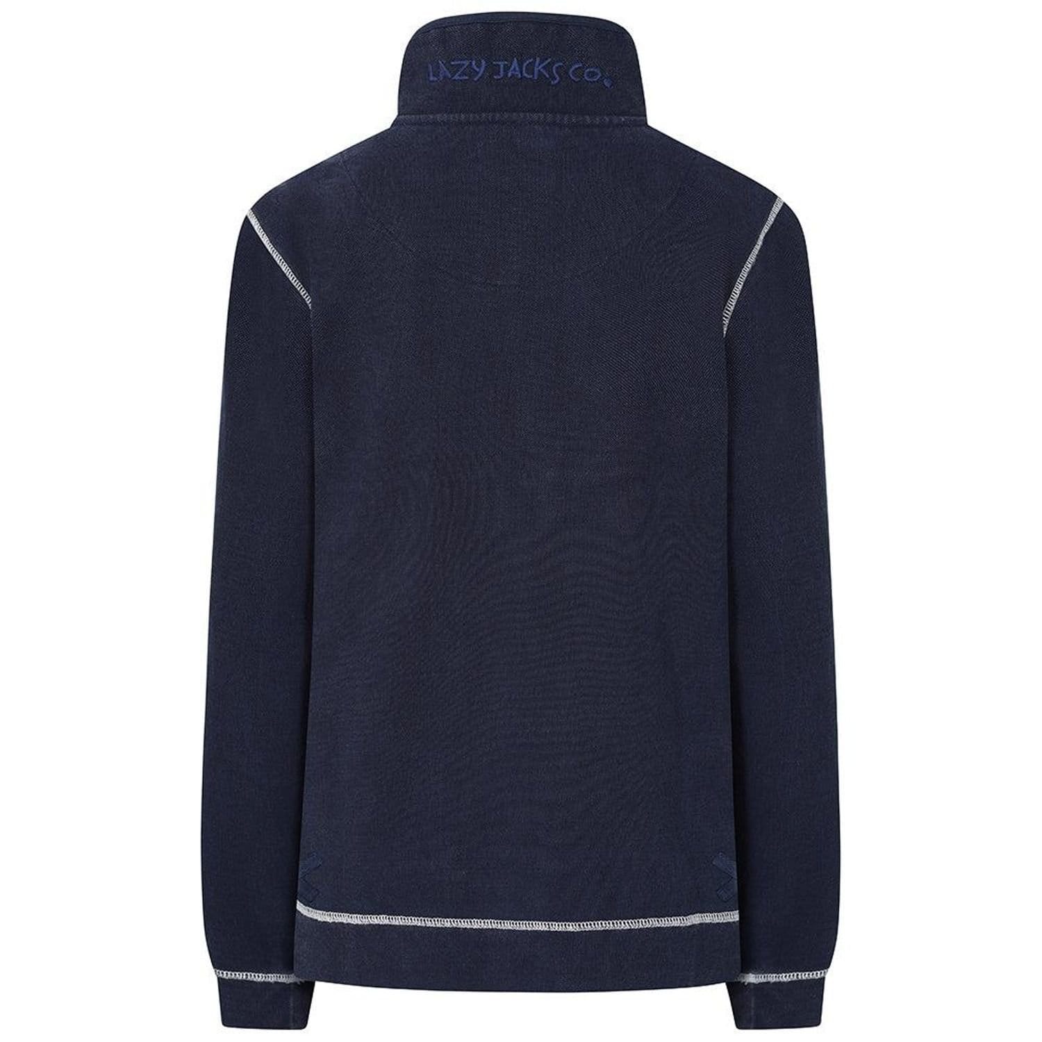 Lazy Jacks Lazy Jacks Women's Pique Button Neck Sweatshirt in Dark Blue - 4