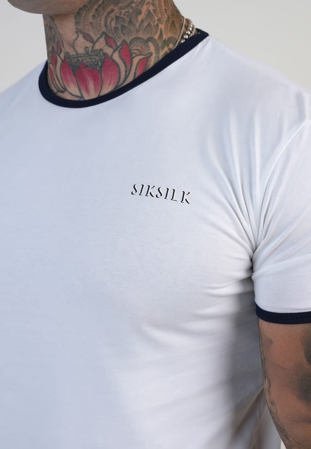 SikSilk SikSilk Men's Ringer T-Shirt in White - 2