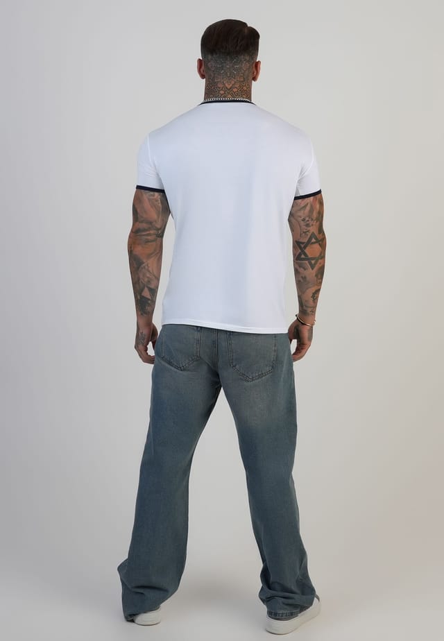 SikSilk SikSilk Men's Ringer T-Shirt in White - 3