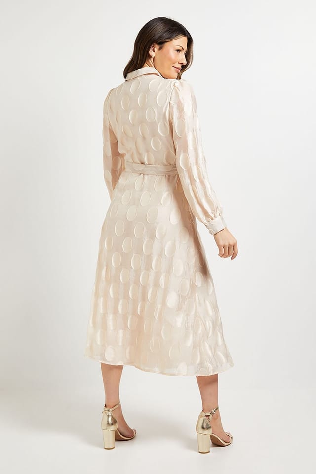 Wallis Wallis Women's Polka Dot Organza Shirt Midi Dress in Ivory - 3