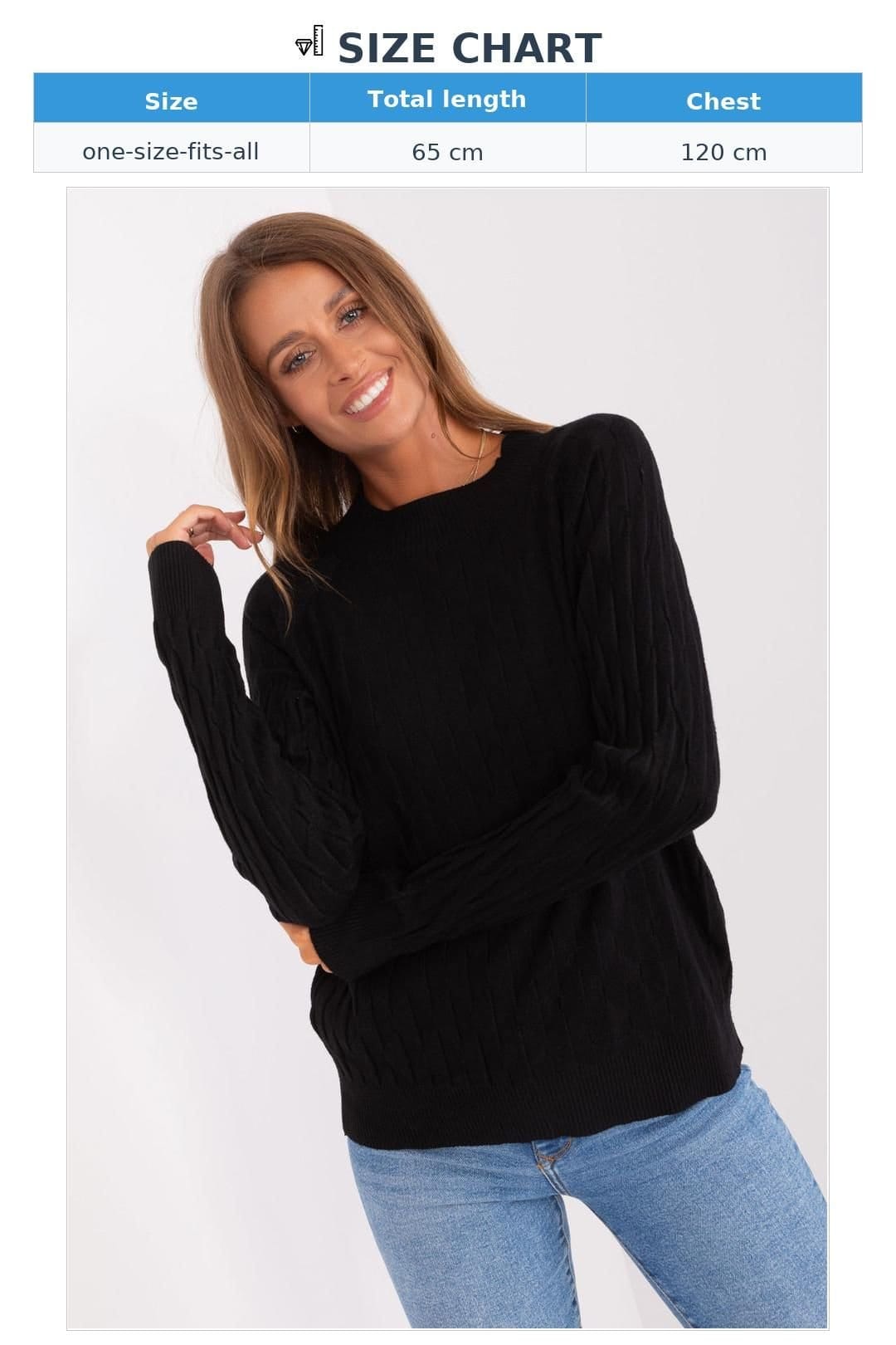 Love Lace Love Lace Women's Variegated Texture Long Sleeve Sweater in Black - 4