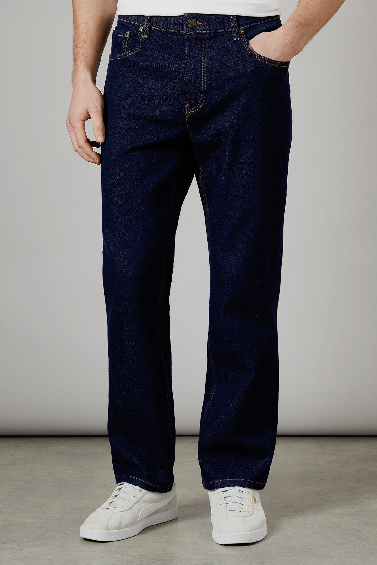 Maine Maine Men's Rinse Wash Premium Stretch Straight Fit Jeans in Dark Blue - 2