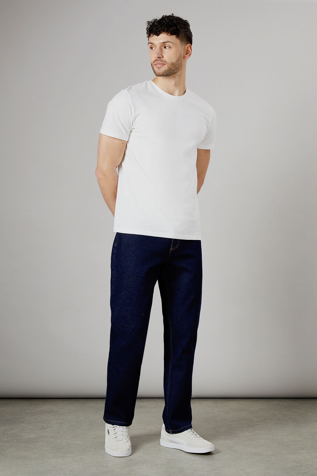 Maine Maine Men's Rinse Wash Premium Stretch Straight Fit Jeans in Dark Blue - 3