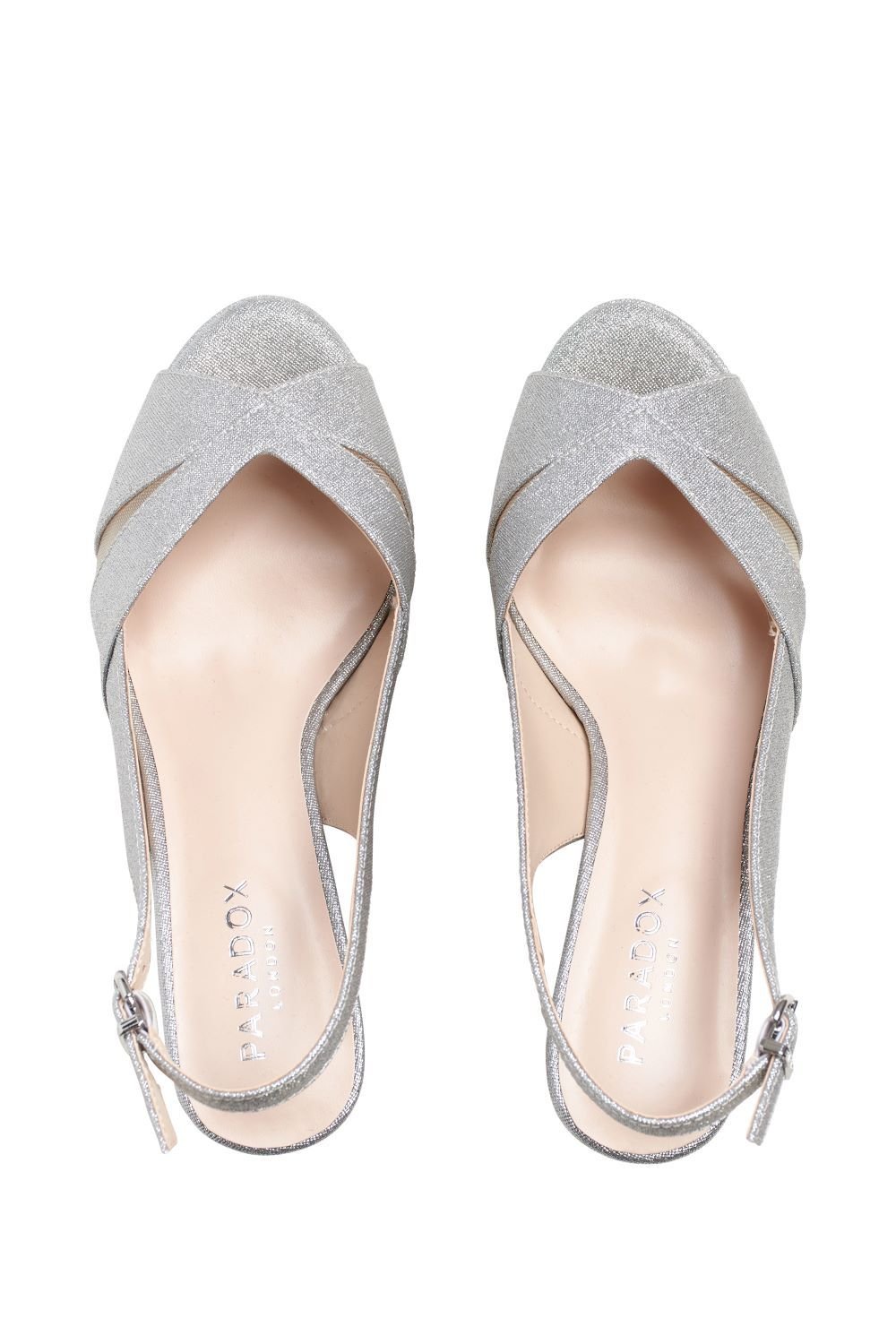 Paradox London Paradox London Women's 'Nadine' Wide Fit Sling Back Platforms in Silver - 3