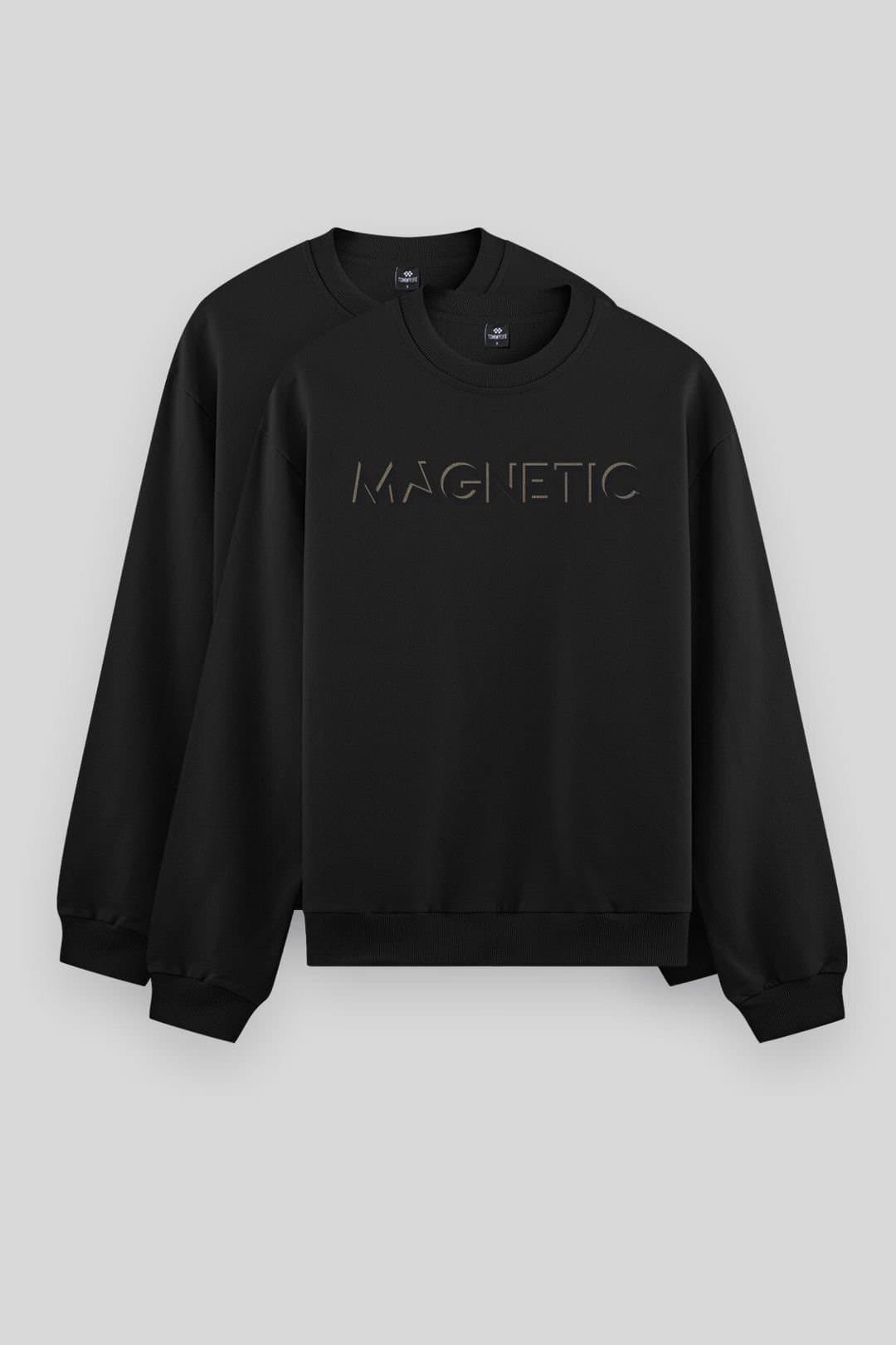 Tommy Life Tommy Life Men's Printed Crew Neck Sweatshirt in Black