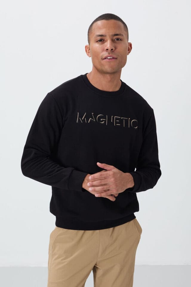 Tommy Life Tommy Life Men's Printed Crew Neck Sweatshirt in Black - 3