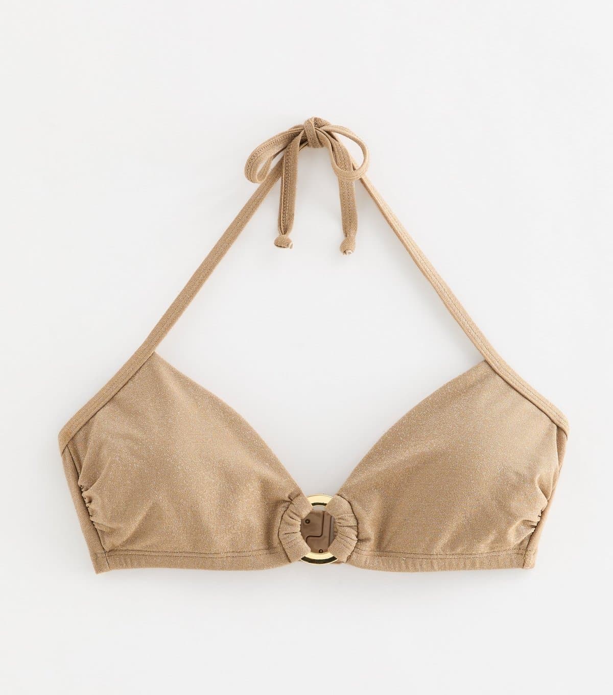 New Look Women's Gold Shimmer O-Ring Bikini Top New Look
