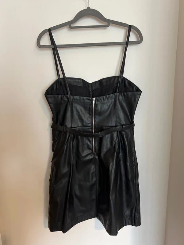 Bershka Black faux leather mini dress berskha medium