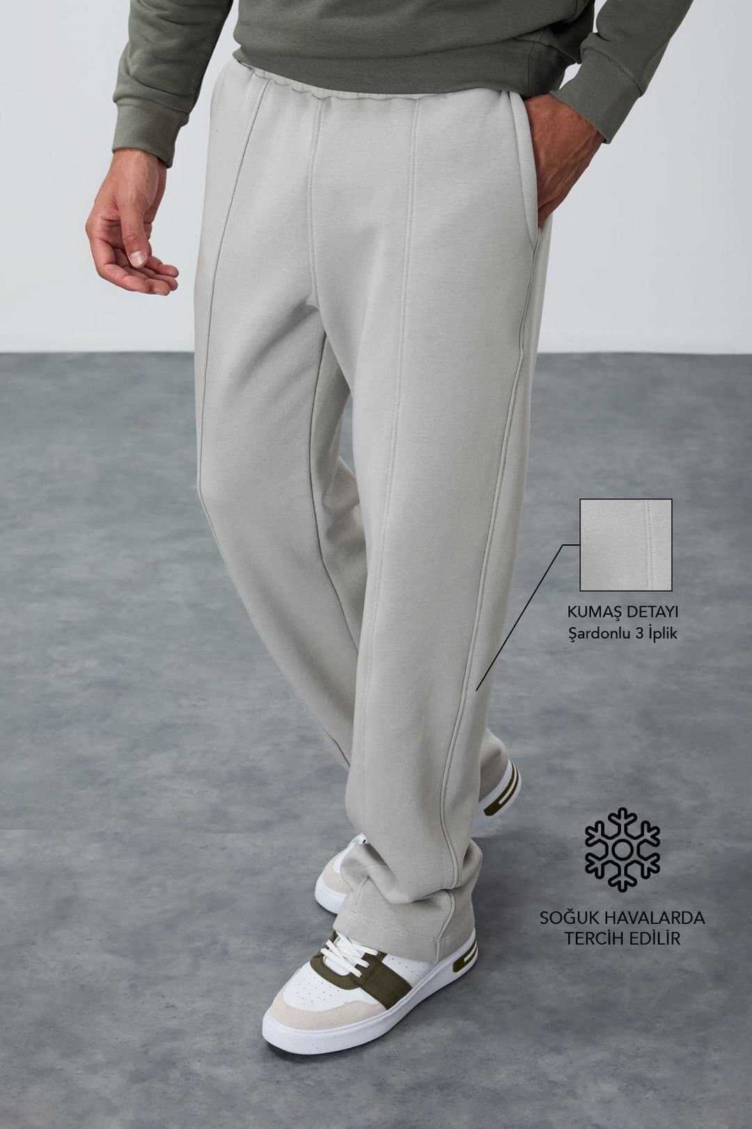 Tommy Life Tommy Life Men's Regular Fit Cotton-Polyester Sweatpants in Light Grey