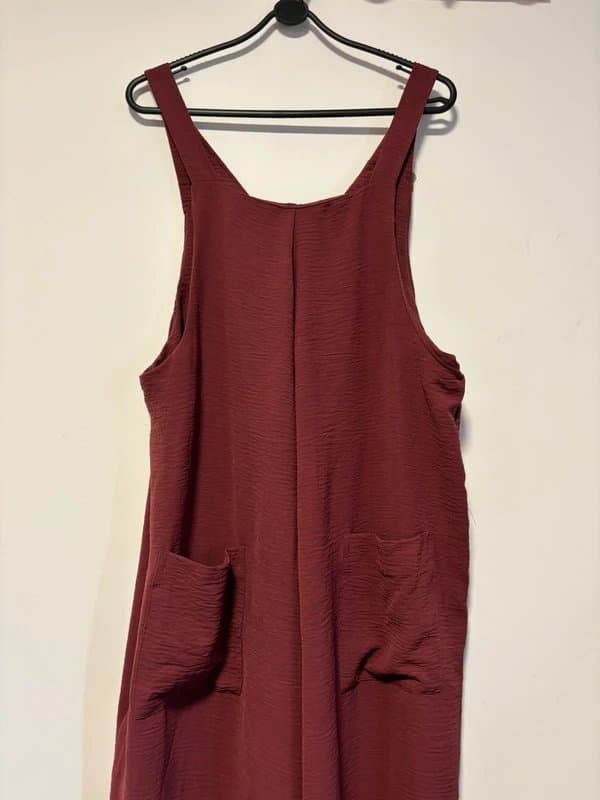 New Look Burgundy Wide Leg Jumpsuit with Pockets