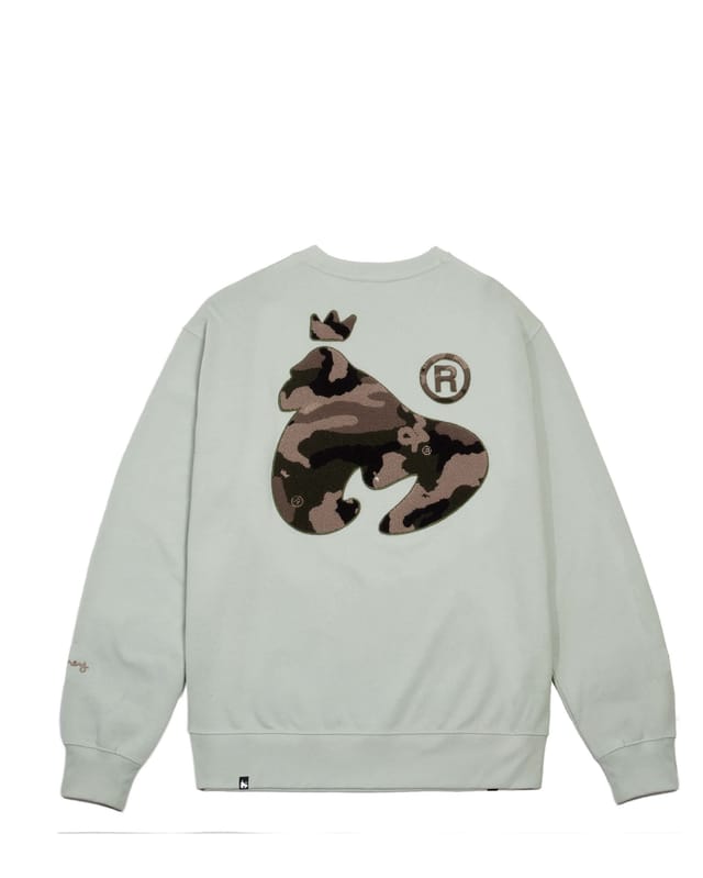 Money Money Chop Sig Camo Men's Classic 100% Cotton Single Jersey Crew Sweat - Regular Fit with Ribbed Collar & Cuffs in Baby Blue - 2