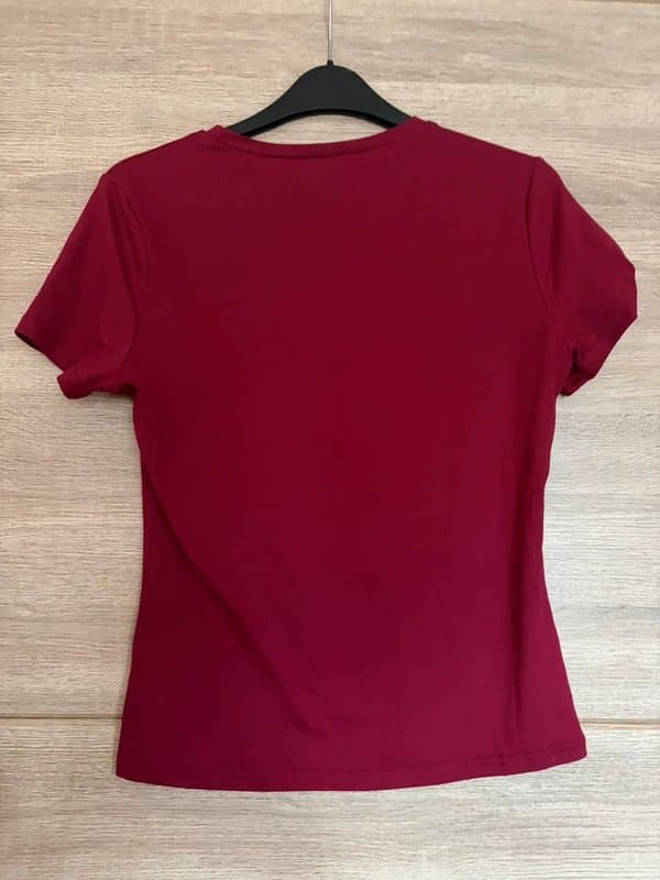 H&M Dark Red Burgundy Soft Touch Short Sleeve Top Size M