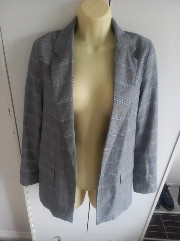 New Look Grey black blue check new look fully lined blazer