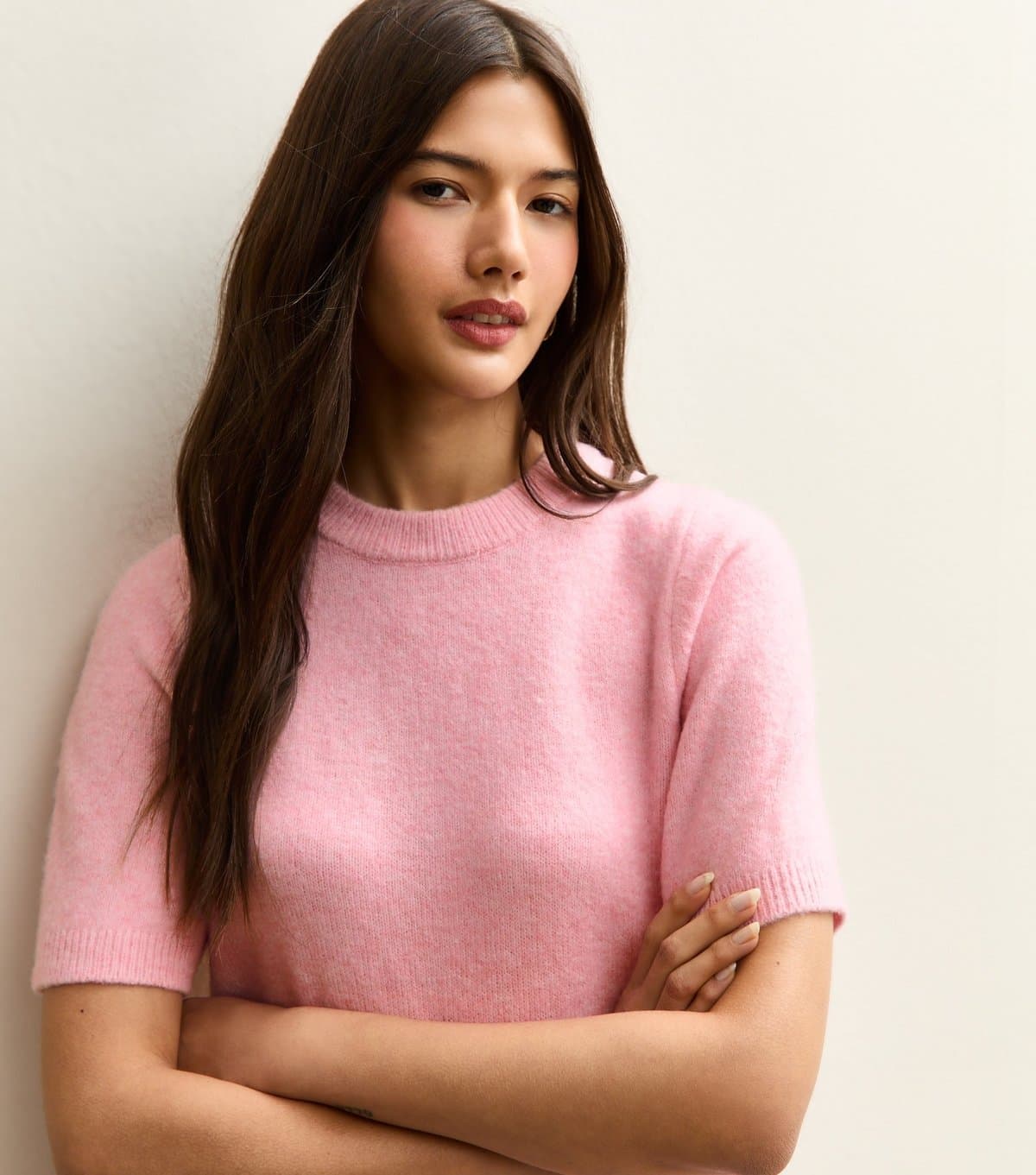 New Look Women's Pink Short Sleeve Midweight Knit T-Shirt New Look