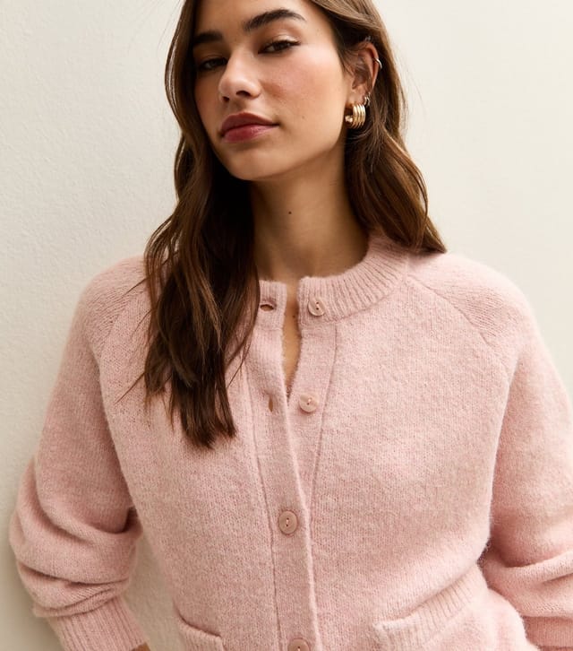 New Look Women's Light Pink Double Pocket Textured Knit Cardigan New Look - 3