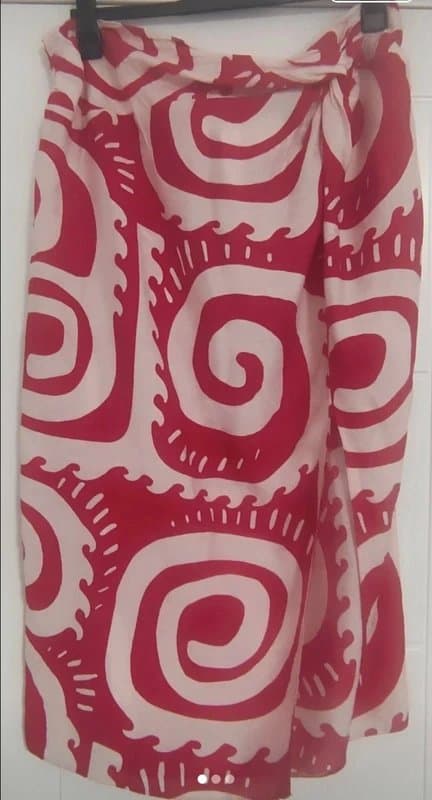 New Look New look red white twist palm print knot ruched skirt midi size 20