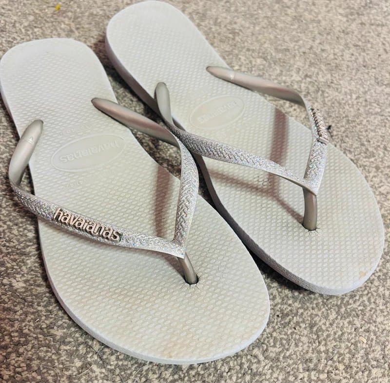 Havaianas Havaianas silver 6/7 glitter sparkle holiday 39/40 wedding festival beach same day poet