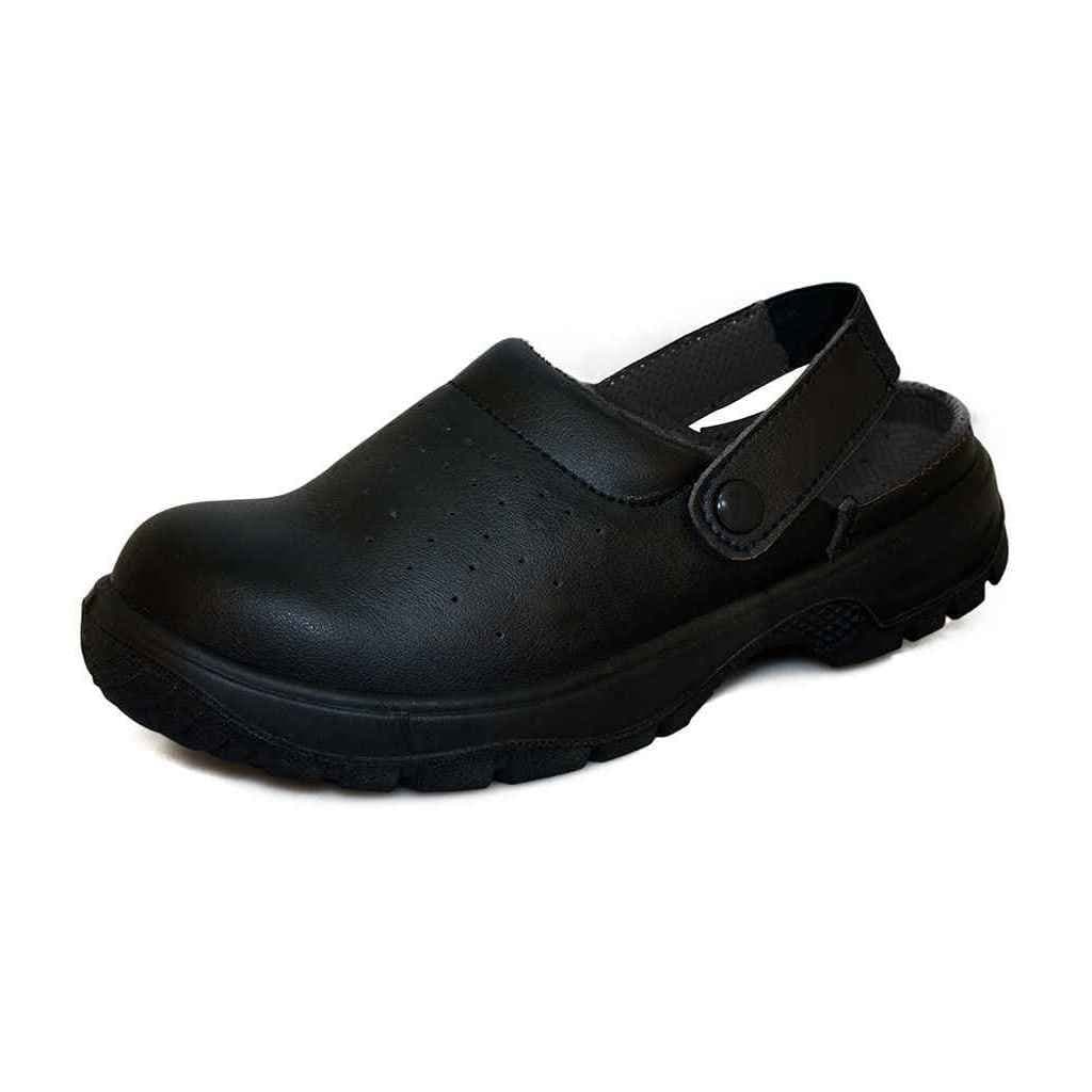 Comfort Grip Comfort Grip Men's Press Stud Strap Clogs in Black
