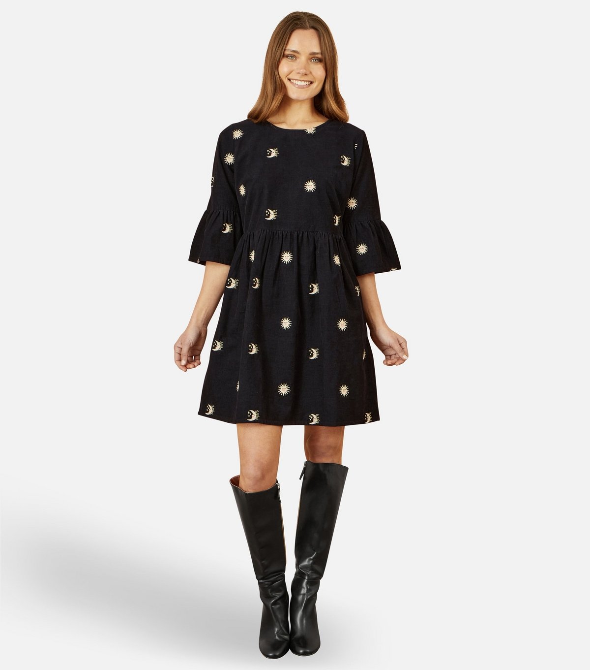 Yumi Women's Black Celestial Embroidered Mini Dress Yumi New Look - 2