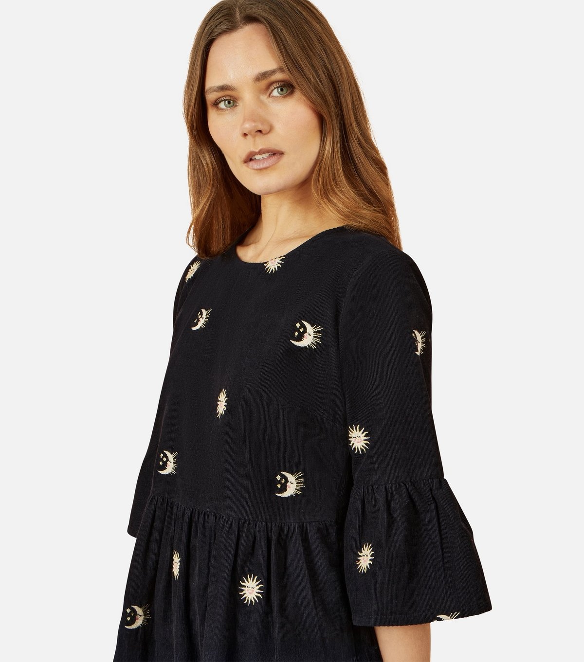 Yumi Women's Black Celestial Embroidered Mini Dress Yumi New Look - 3