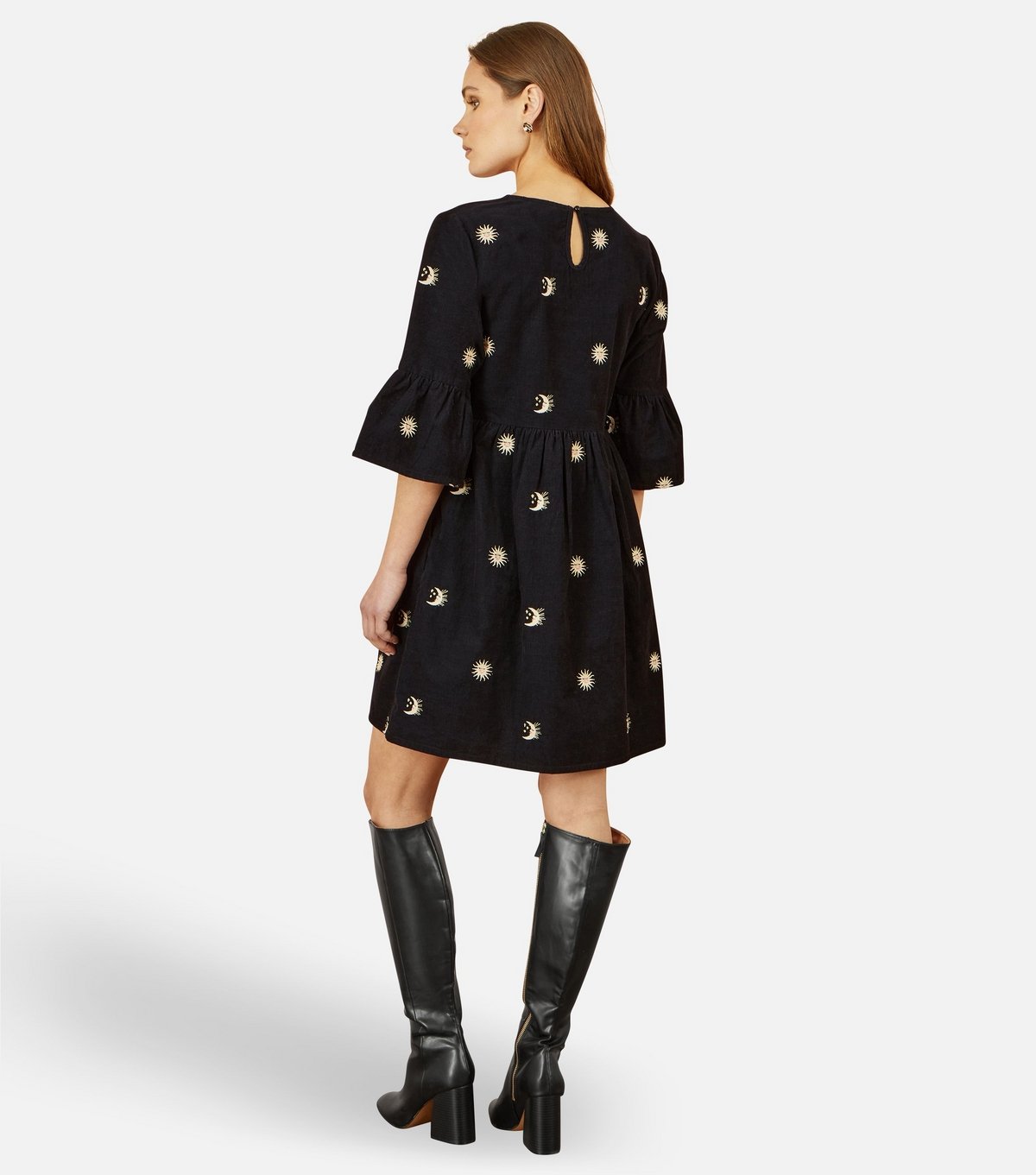 Yumi Women's Black Celestial Embroidered Mini Dress Yumi New Look - 4