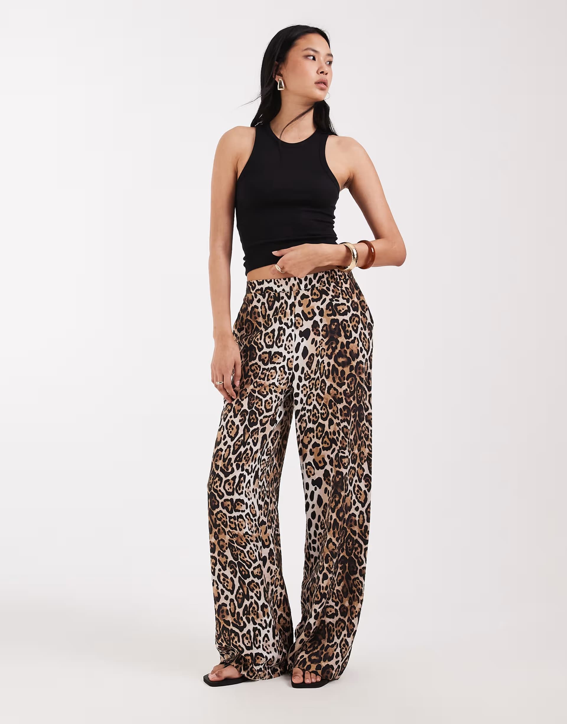 ASOS Vero Moda Tall high waist wide leg trouser in leopard print