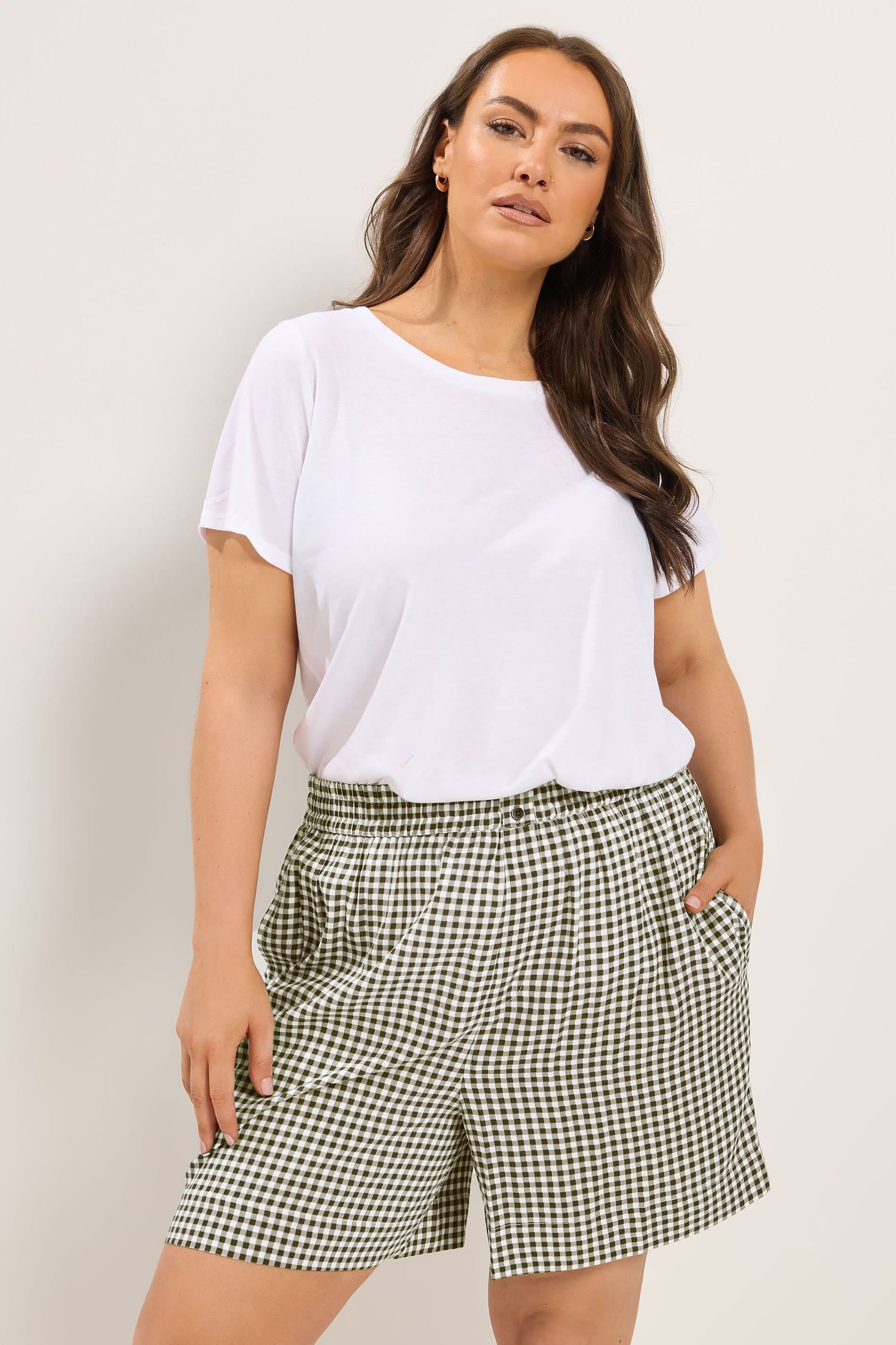 Yours Plus Size Brown Gingham Shorts