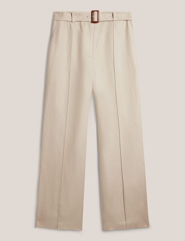 Hobbs London Hobbs London Women's Zainah High Waisted Wide Leg Trousers in Light Beige - 2