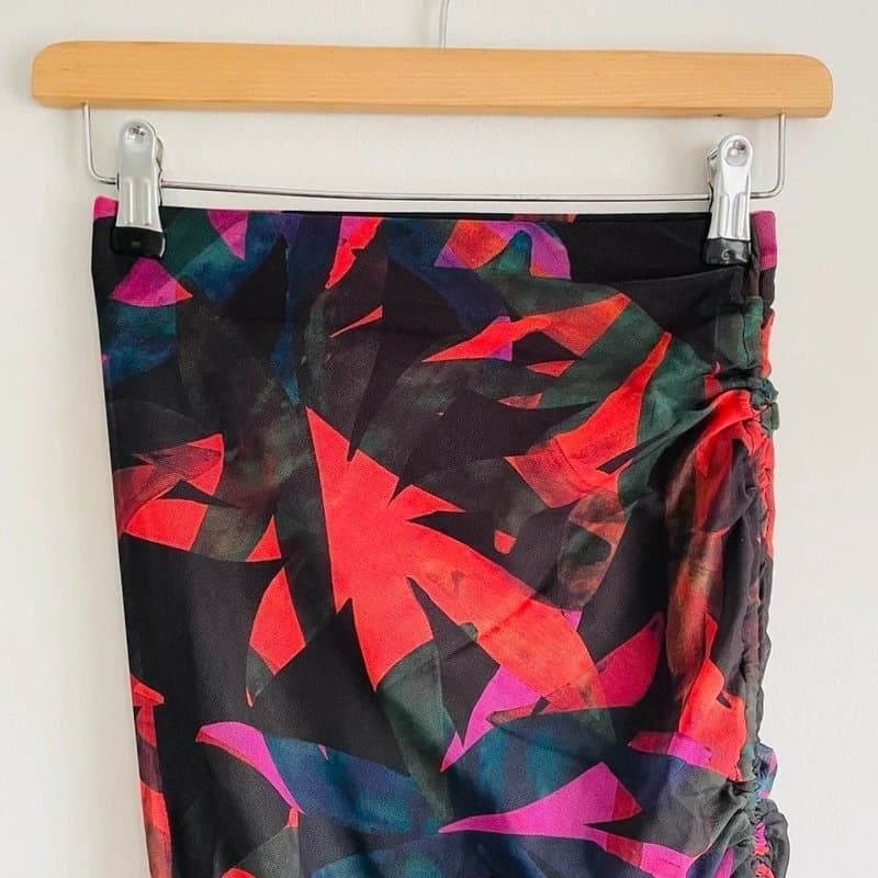 Topshop Topshop black printed drawstring tulle skirt Size 8