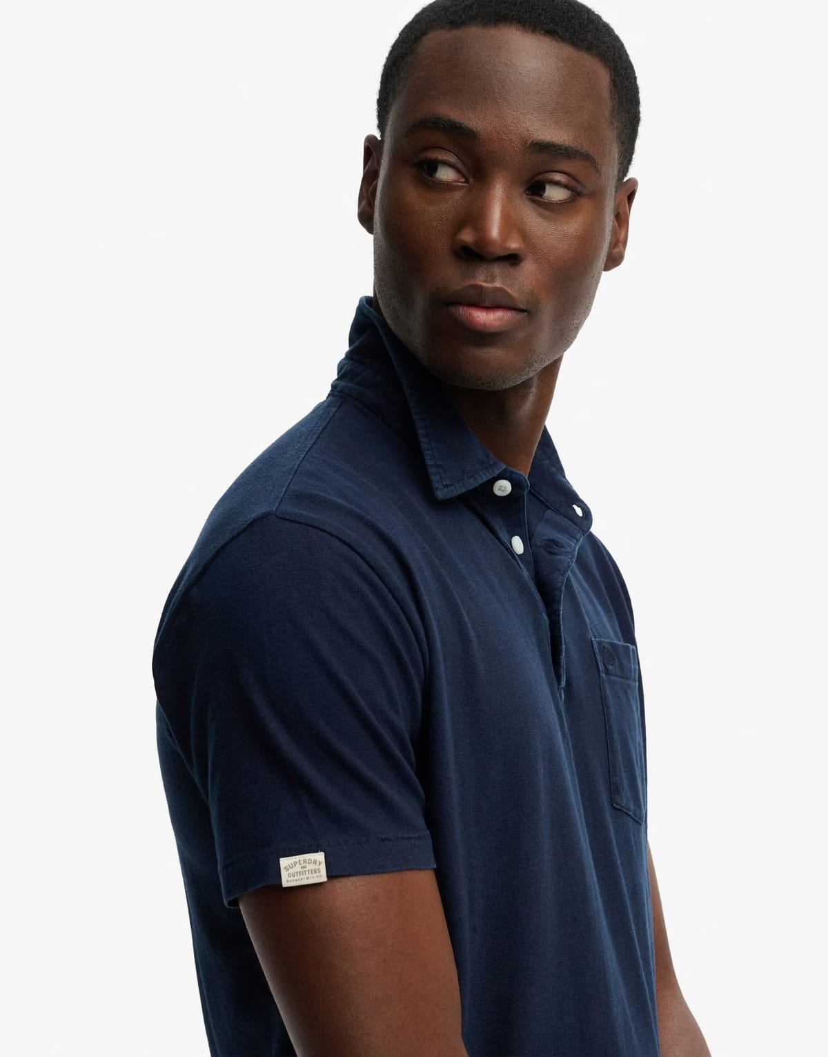 ASOS Superdry Classic cotton linen polo shirt in hampton navy - 1