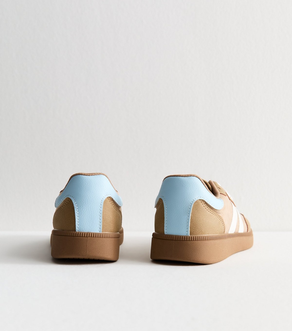 New Look Women's Camel Faux Suede Contrast Panelled Lace Up Trainers Vegan New Look - 4