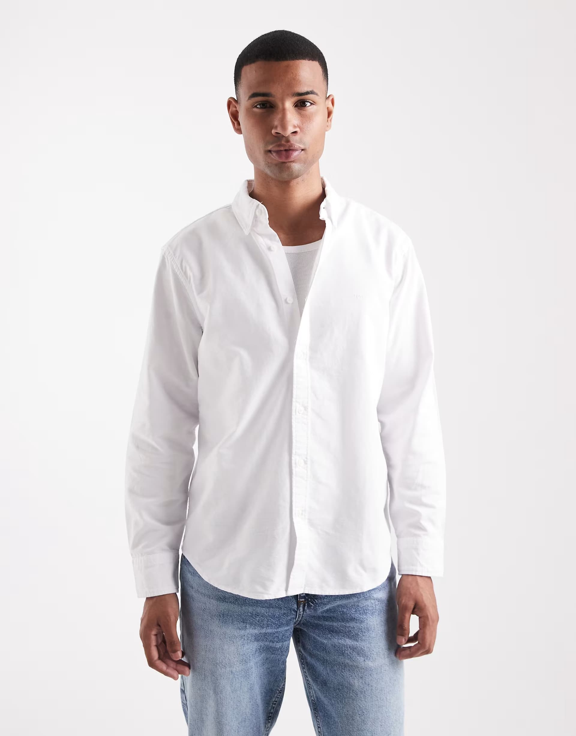 ASOS Levi's authentic tonal logo button down oxford shirt relaxed fit in white