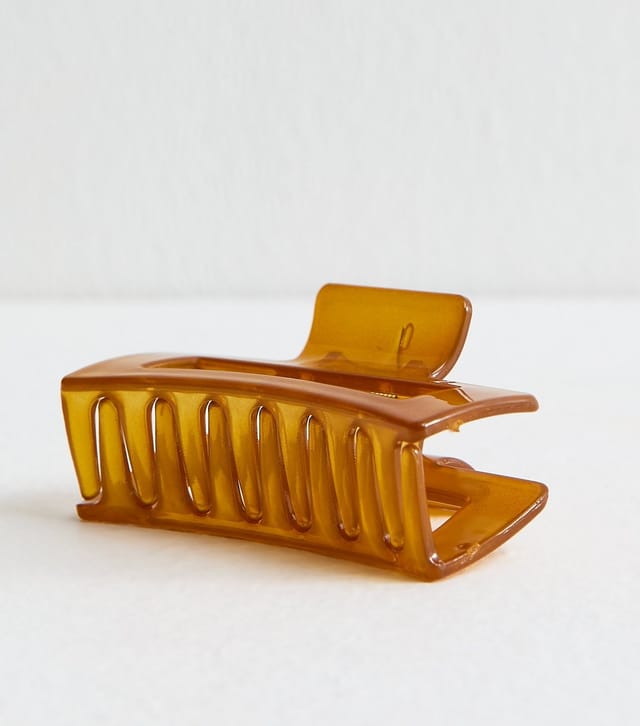 New Look Brown Translucent Rectangle Bulldog Clip New Look - 3