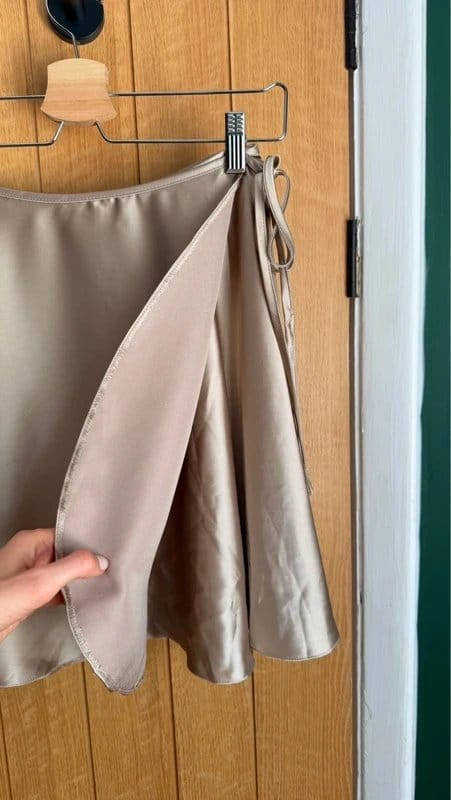 ASOS Design Beige Satin Wrap Skirt