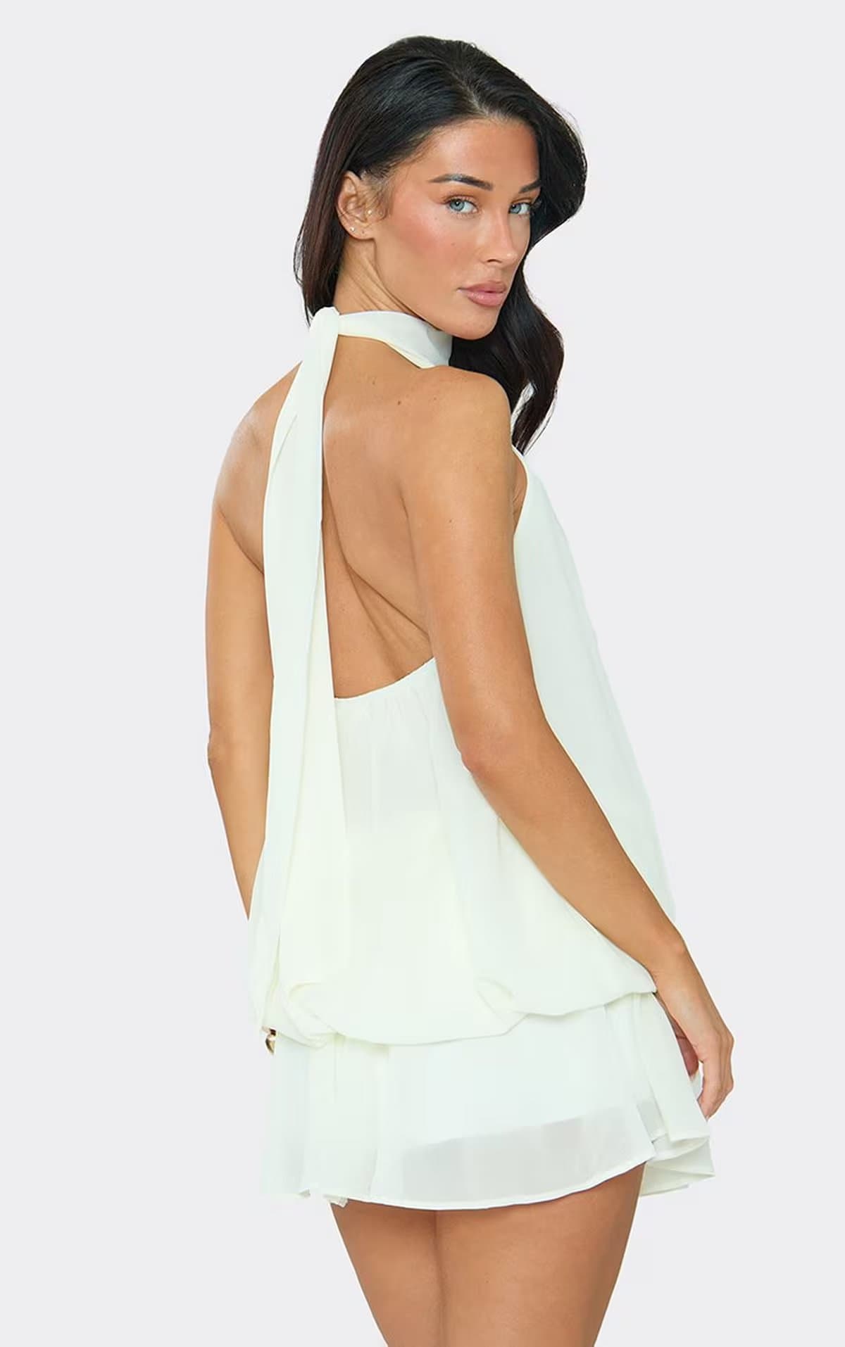 EGO High Neck Blouson Playsuit In Lemon, Women's Size UK S/M
